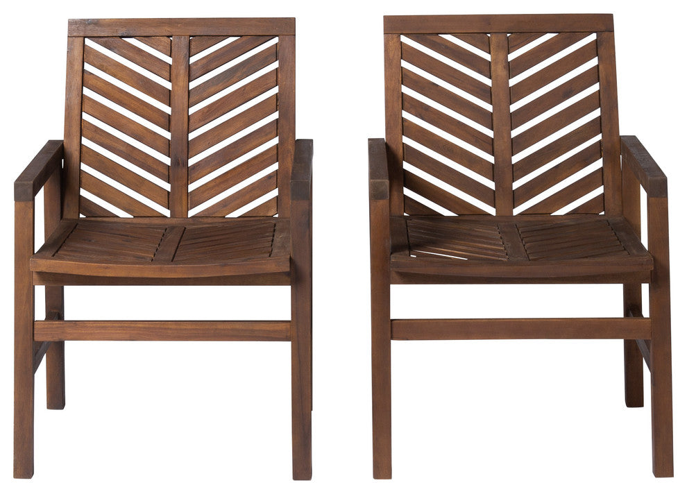 Patio Wood Chairs, Set of 2, Dark Brown