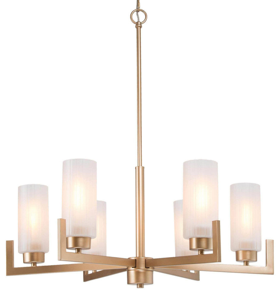 LNC 6-Light Gold Modern Frosted Glass Chandelier, Candle-Style