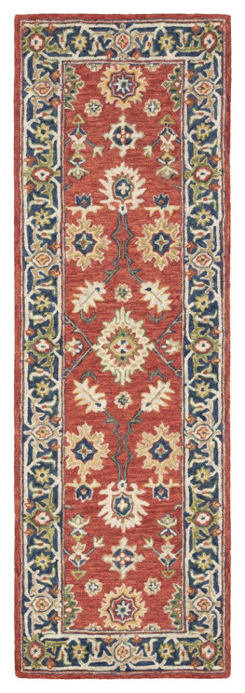 3'X8' Red And Blue Bohemian Area  Rug