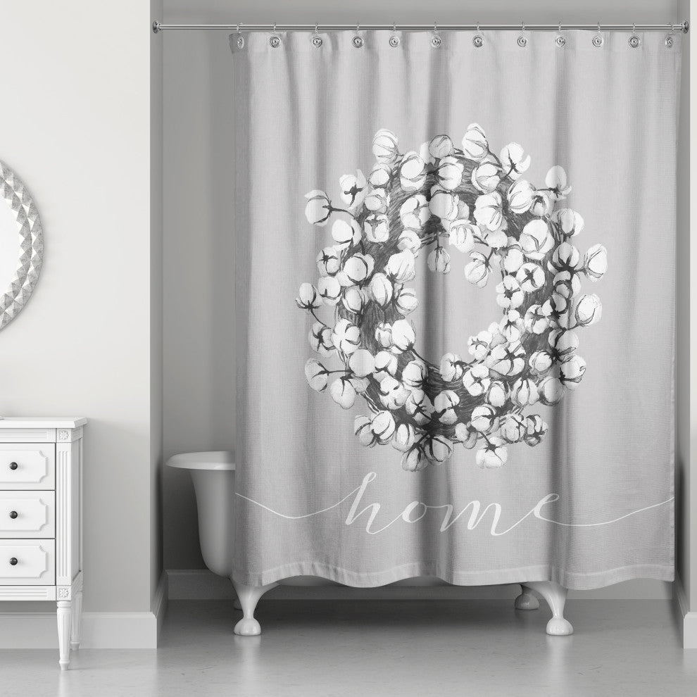 Gray Cotton Home 71x74 Shower Curtain