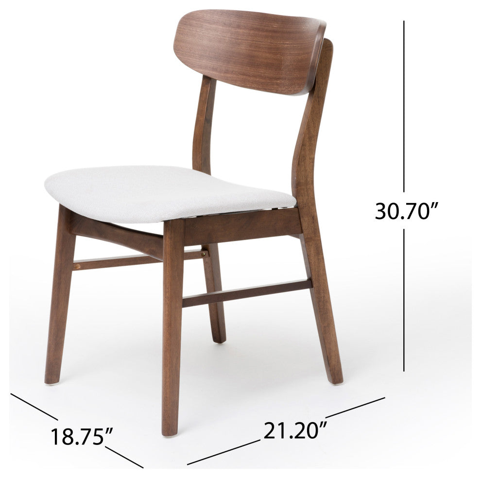 GDF Studio Leona Mid-Century Modern 5 Piece Dining Set, Light Beige