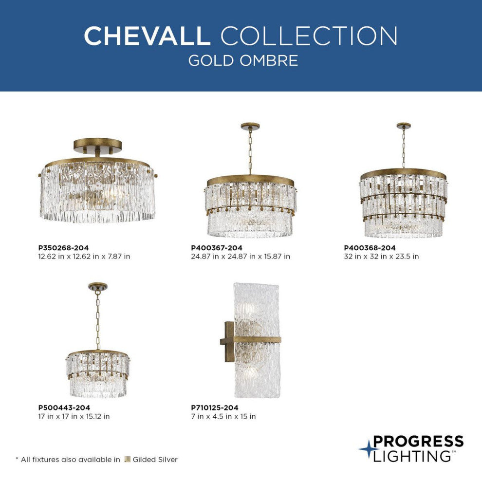 Chevall Collection 3-Light Modern Organic Pendant, Gold Ombre