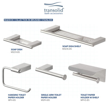 Transolid Maddox 12-inch Grab Bar, Brushed Stainless