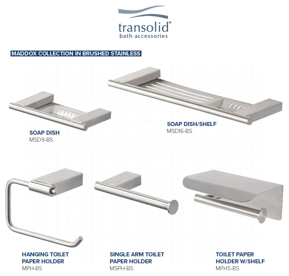 Transolid Maddox 12-inch Grab Bar, Brushed Stainless
