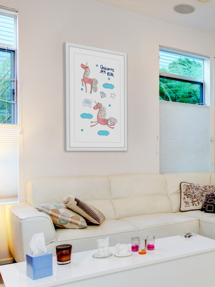 "Unicorns Are Real III" Framed Painting Print, 20"x30"