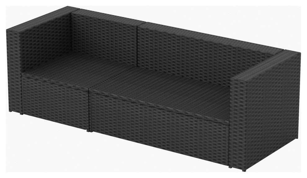 WestinTrends Outdoor Patio Cushioned Rattan Wicker Sofa, UV Water Resistant, Black