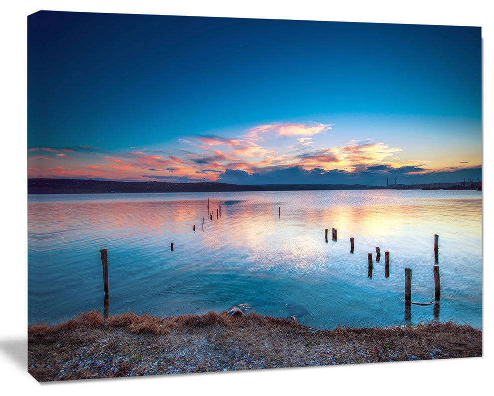 Bright Blue Sky and Blue Waters, Seashore Canvas Art Print, 60"x28"
