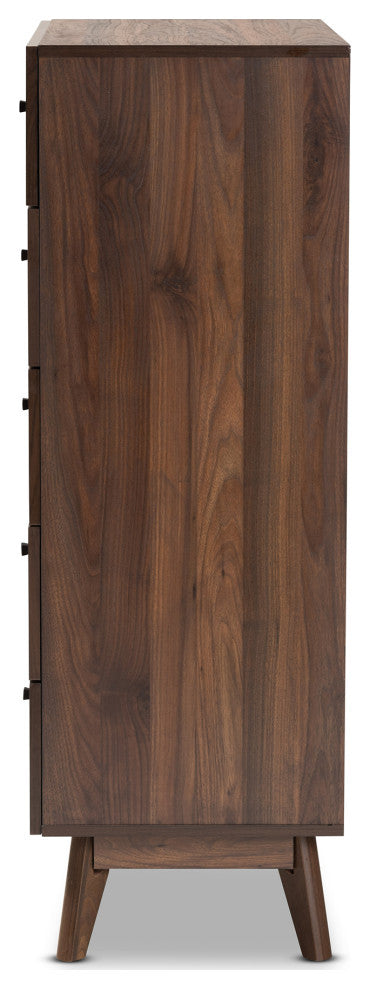 Hugo Mid-Century 5-Drawer Chest, Walnut Brown