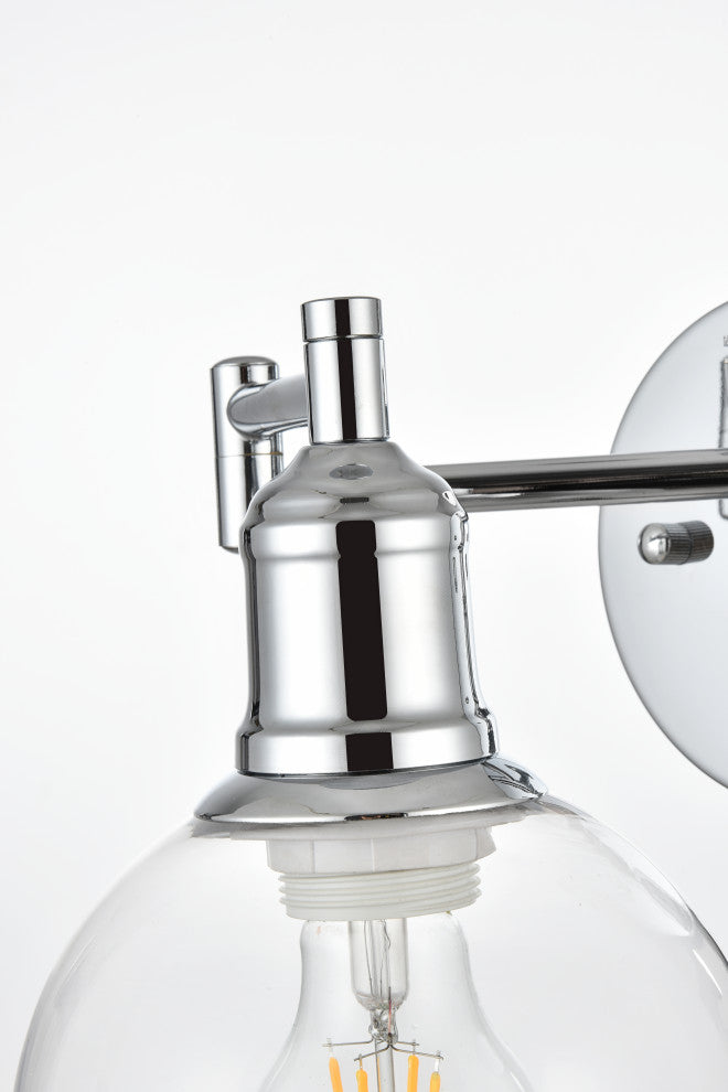 1 Light Chrome And Clear Swing Arm Wall Sconce
