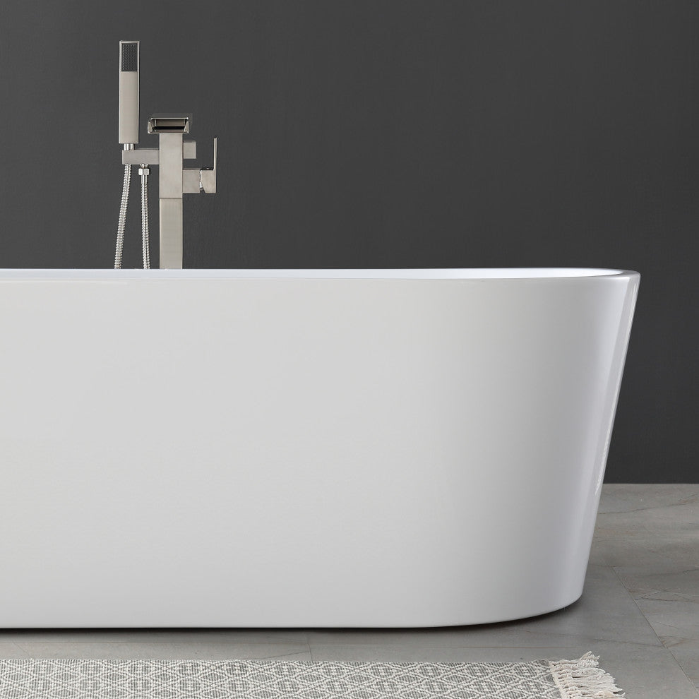 OVE Decors Lyra 67" Seamless White Acrylic Freestanding Oval Bathtub