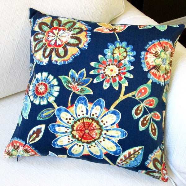 18" Outdoor Polyester Navy Throw Pillow, Set Of 2, Throw Pillow With Polyester I