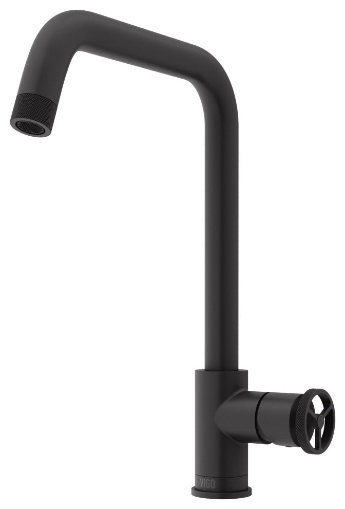 VIGO Cass Industrial 14" H Single Handle Kitchen Bar Faucet, Matte Black