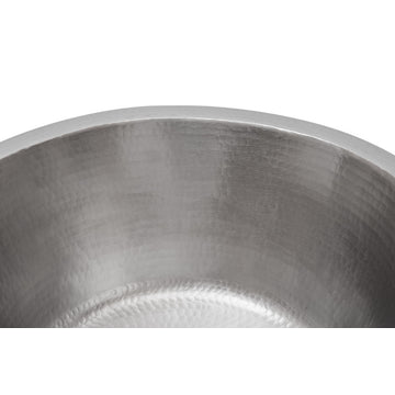 16" Round Hammered Copper Bar Sink in Nickel With 2" Drain Opening