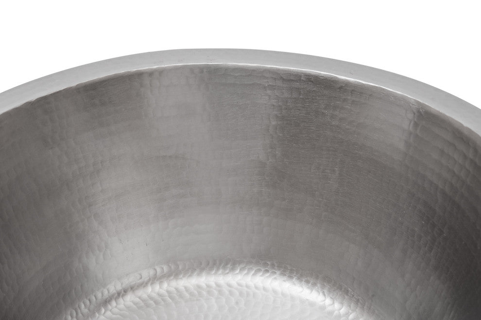 16" Round Hammered Copper Bar Sink in Nickel With 2" Drain Opening