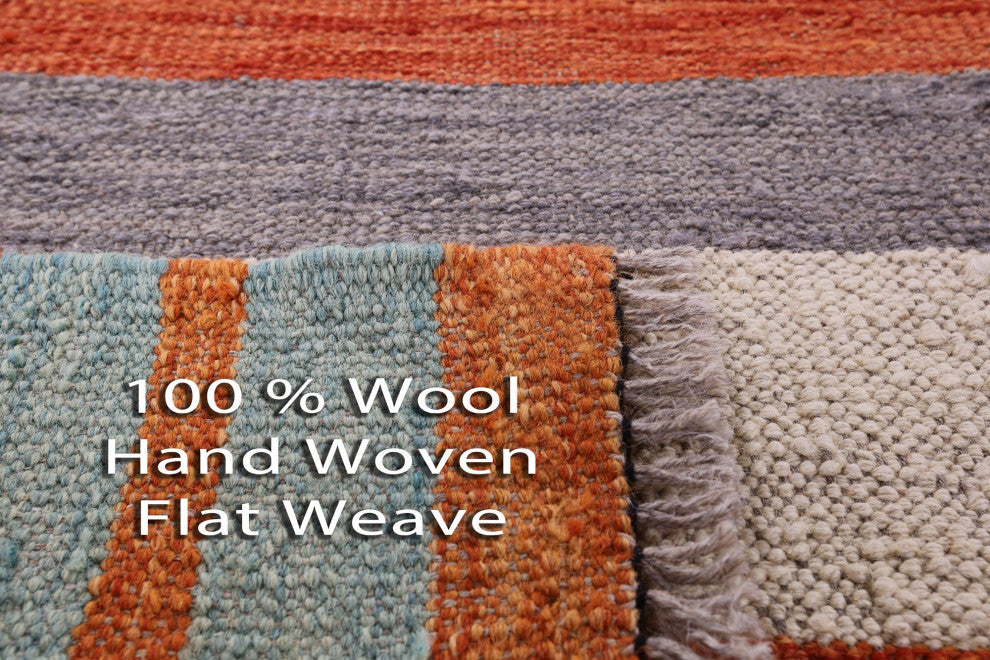 Reversible Kilim Flat Weave Wool On Wool Rug 8' 6" X 11' 2" - Q12602