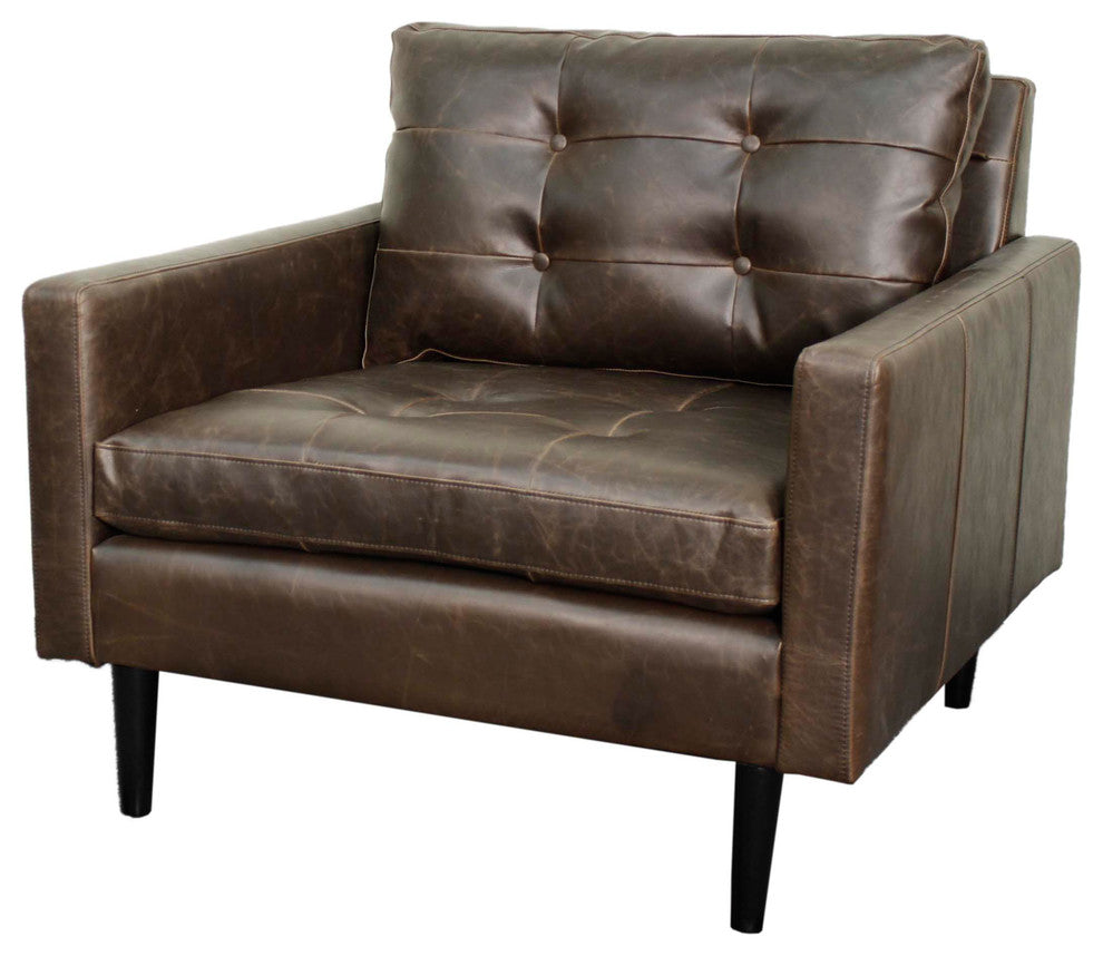 Ritchie Accent Arm Chair, Vintage Dark Brown, Bonded Leather