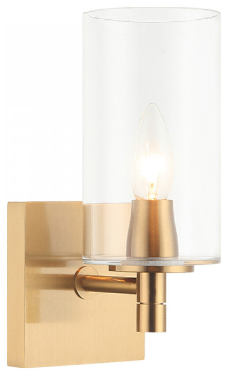 Matteo Lighting S04901AGCL Wall Sconce, Aged Gold Brass Finish