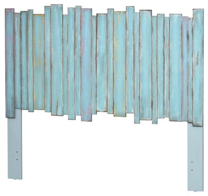 Picket Fence Queen Headboard, Distressed Blue