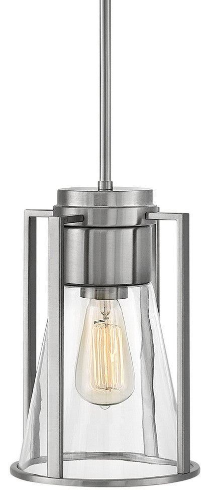 Hinkley Lighting 63307-CL Refinery 1 Light 7-3/4\"W Mini Pendant - Brushed