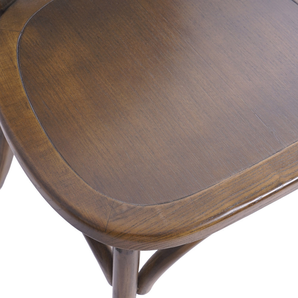 Lampman Elm Wood and Rattan Dining Chair, Set of 2, Brown