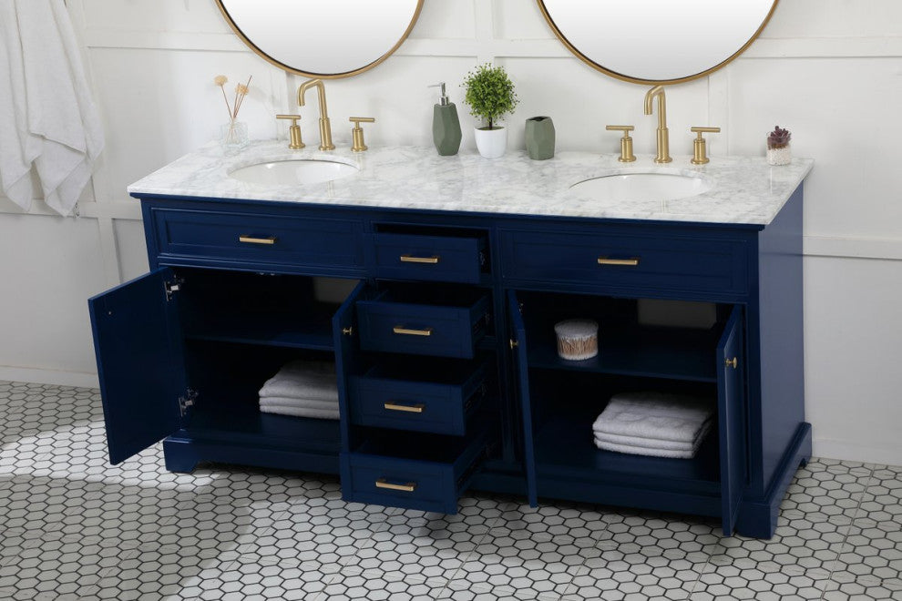 Home Living 72" Double Bathroom Vanity, Blue