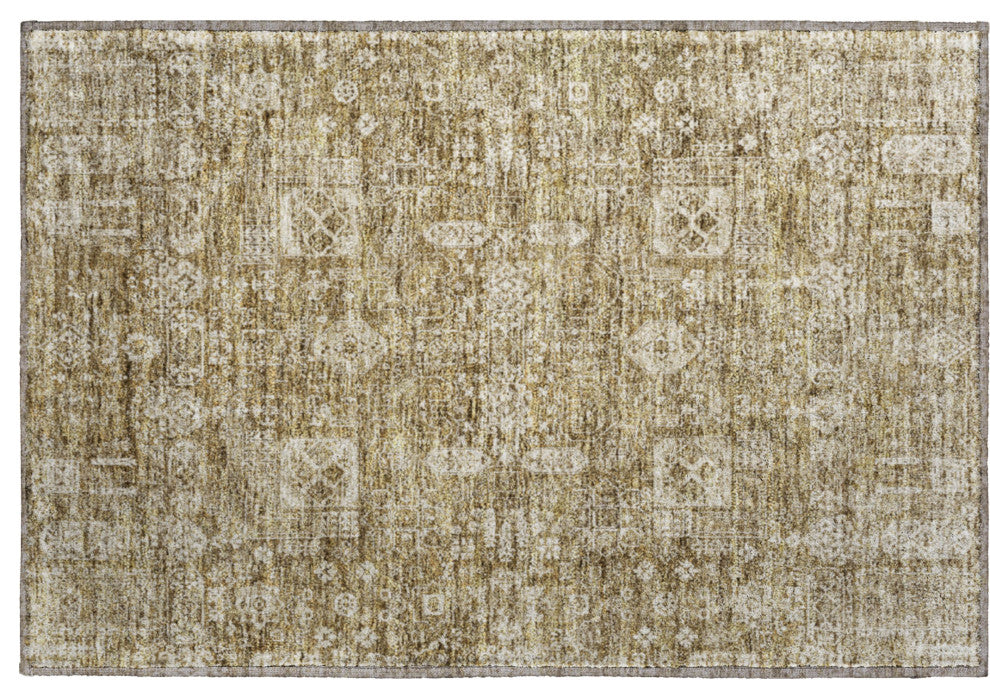 Premium Machine Washable Mayfield AMF637 Brown 1'8" x 2'6" Rug
