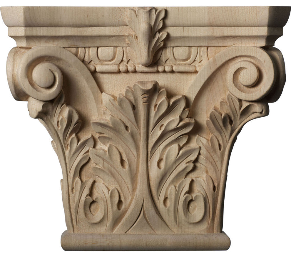 Large Floral Roman Corinthian Capital (Fits Pilasters up to 6 1/4"W x 2"D) Alder