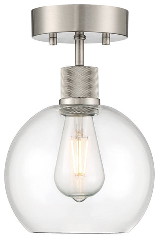 Access Lighting 63148LEDDLP/CLR Port Nine 8"W LED Semi-Flush - Brushed Steel