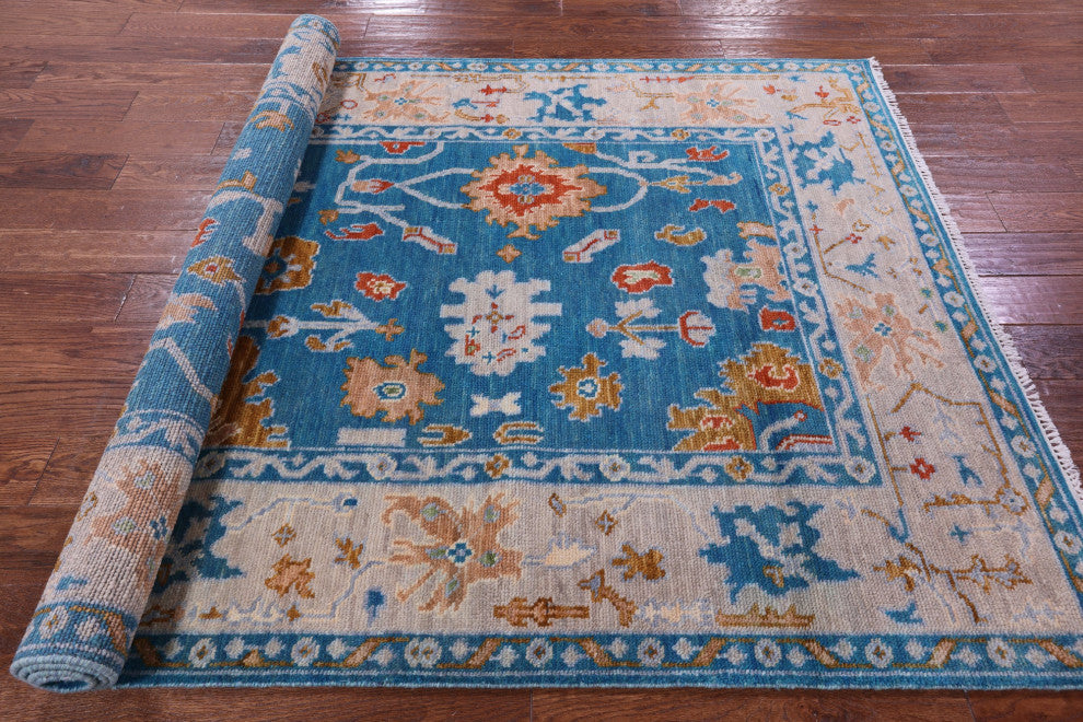 Handmade Turkish Oushak Wool Rug 5' 1" X 8' 0" - Q15870