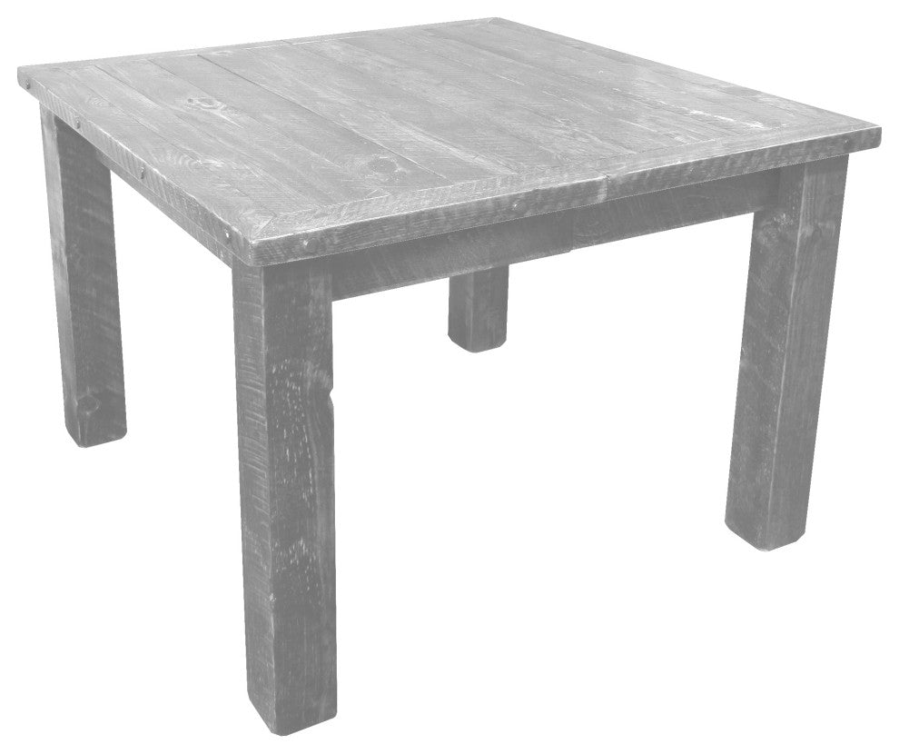 Barnwood Style Timber Peg Family Dining Table, Thunder White, 42" X 42"