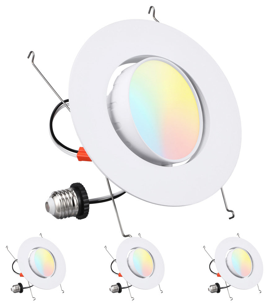 4 Pack 5/6" 5CCT Gimbal LED Recessed Light Dimmable 16W CRI90 Retrofit Can Light