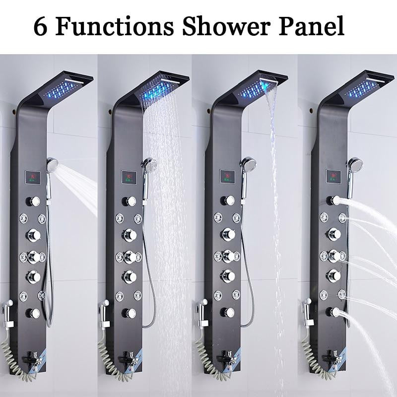 6-Function Shower Column LED Shower Panel With Massage Jets