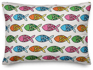Colorful Fish Pattern 14x20 Throw Pillow