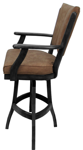 Classic Counter Bar Stools, Pecan Brown Vinyl Gray, 34"