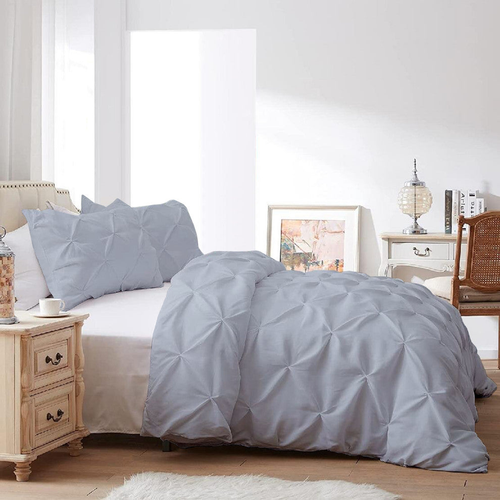 Organic Cotton 300 TC GOTS Certified 8 Internal Ties Fair Trad Pintuck Duvet Set