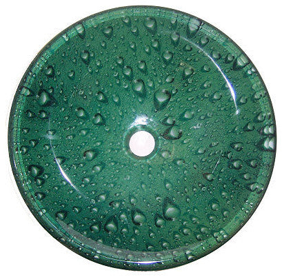 Above Counter Glass Vessel Basin - Green Water Drip