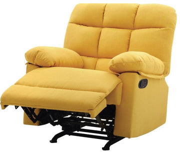 Glory Furniture Cindy Twill Fabric Rocker Recliner in Yellow