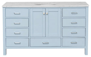 Horizon 60" Single Bathroom Vanity Top, Powder Blue, Engineered Carrara
