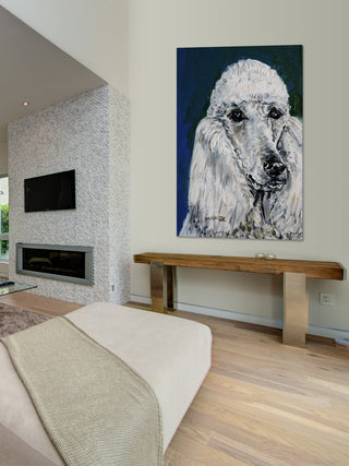 "White Poodle" Painting Print on Wrapped Canvas, 16"x24"