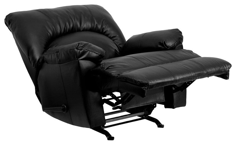 Contemporary Apache Black Leather Rocker Recliner