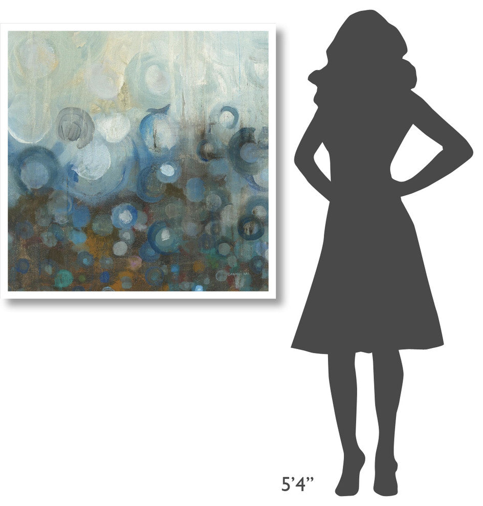 "Blue and Bronze Dots VII" Digital Paper Print by Danhui Nai, 38"x38"