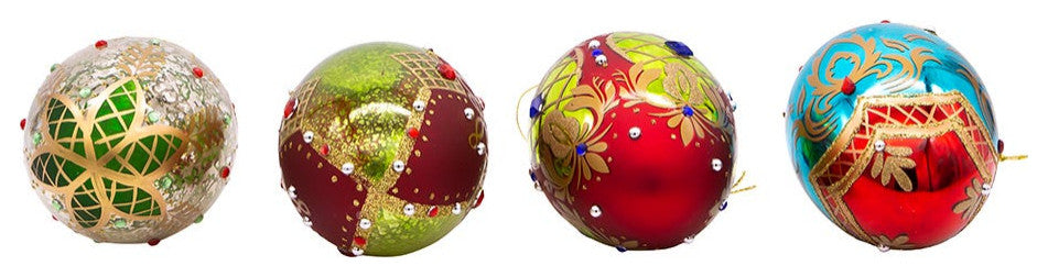 Kurt Adler 65MM Glass Egg Ornaments, 4 Piece Set