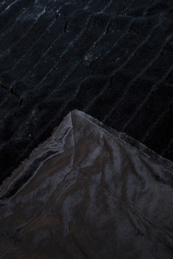 Faux Fur Throw Blanket, Black Striped Mink
