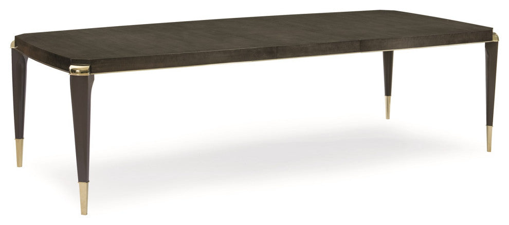 Caracole All Trimmed Out, Expandable Charcoal Dining Table With Gold Trim