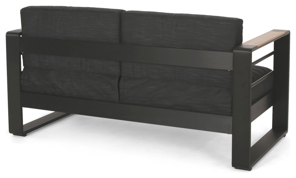 Neffs Outdoor Aluminum Loveseat with Water Resistant Cushions
