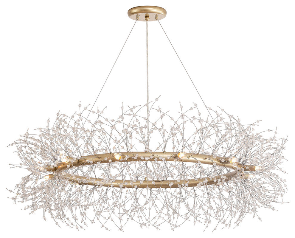 Silvia 12-Light Brushed Silver-ish Champagne Beads Firework Chandelier