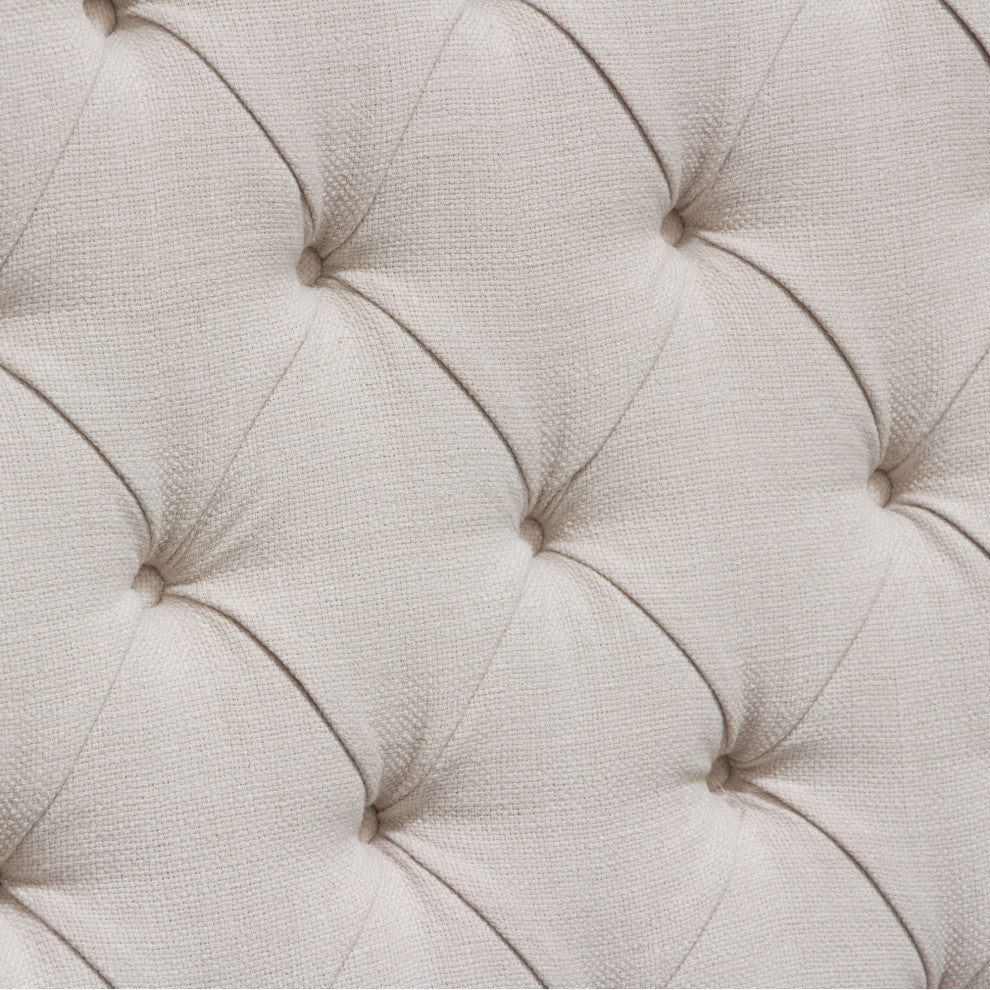 Park Avenue Eastern King Tufted Bed with Vintage Wing in Desert Sand Linen