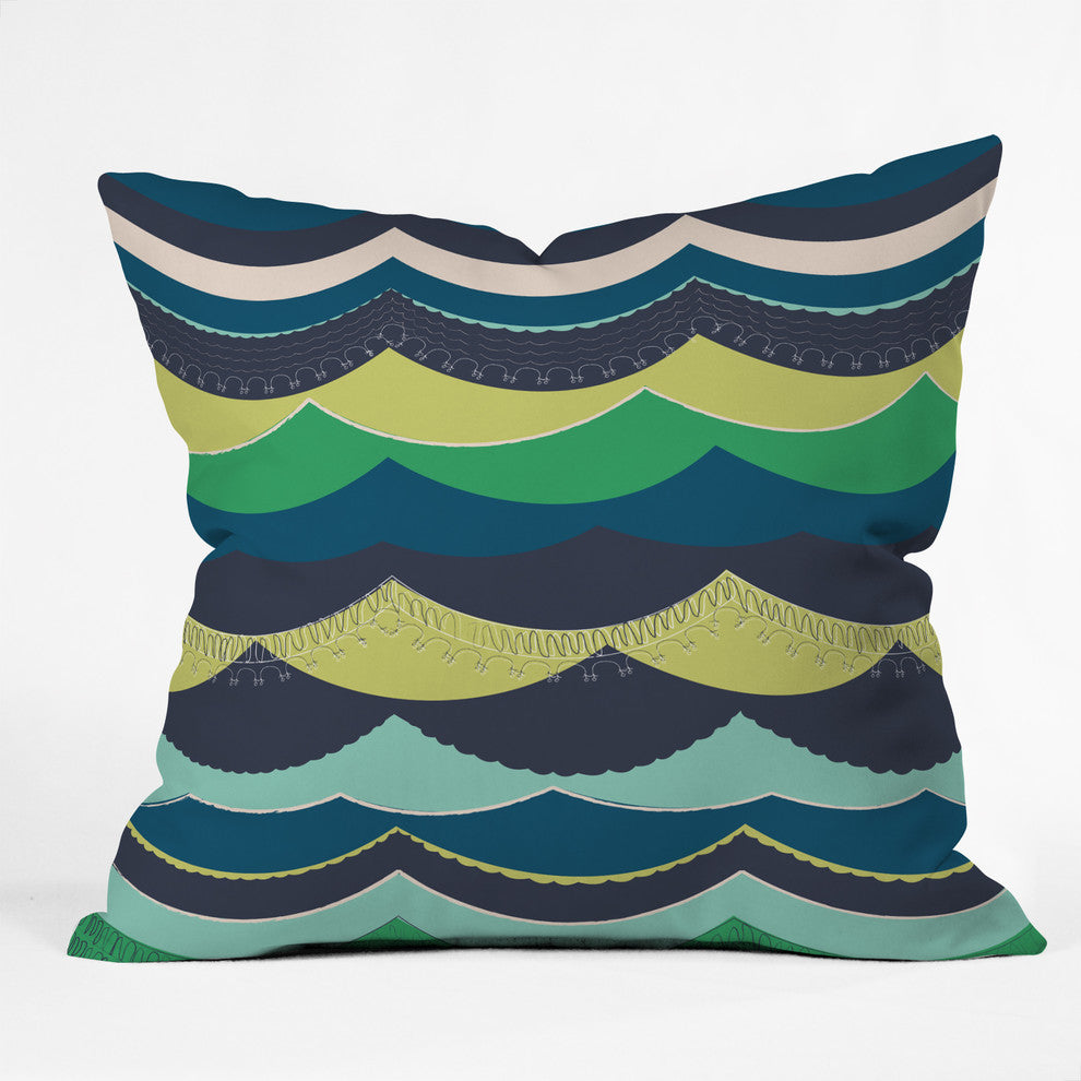 Vy La Unwavering Love Blue Green Outdoor Throw Pillow, 18x18x5