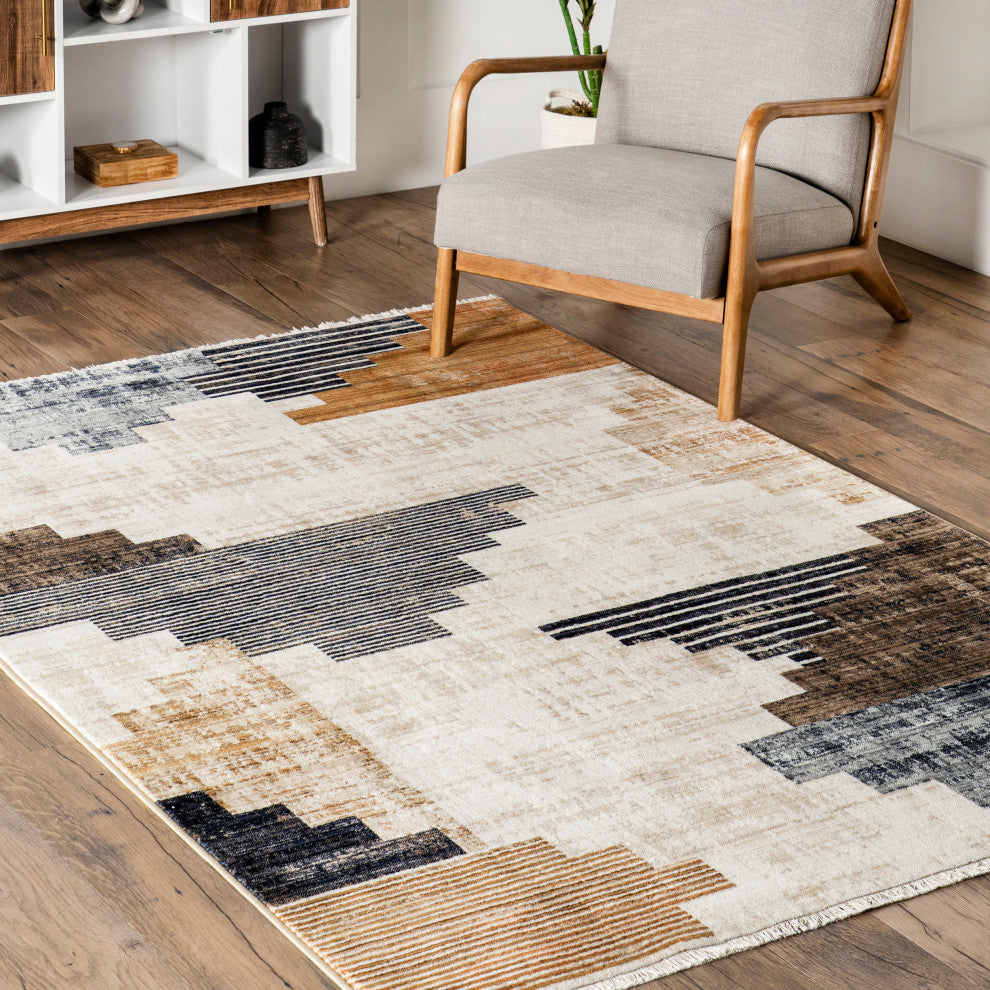 Nuloom Vanita Transitional Southwestern Fringe Area Rug, Navy 6'7"x10'2"