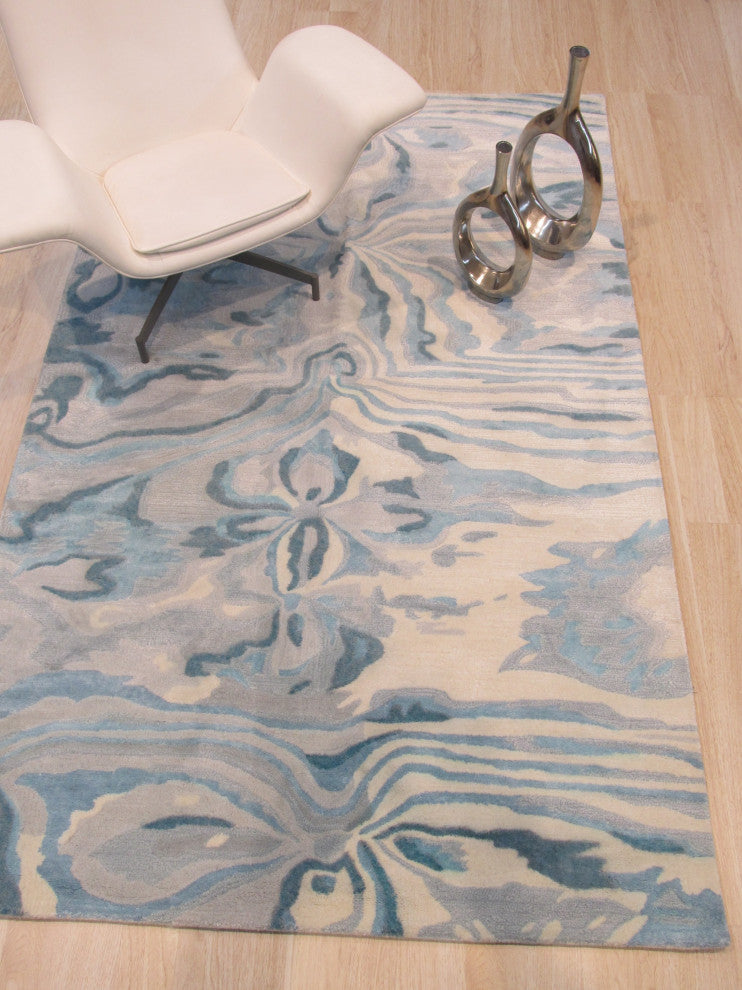 Hand-Tufted Wool/Viscose Blue Contemporary Abstract Palermo Rug, 8'9x11'9